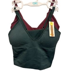 NWT C&C California - Women's Seamless Ribbed Bralette Set - Size M/L